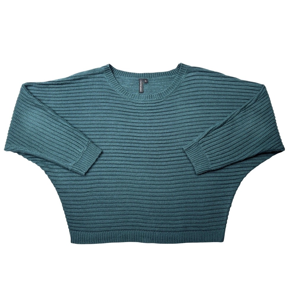 Moon‎ & Madison Cropped Sweater Womens Large Dark Teal Ribbed Knit Pullover